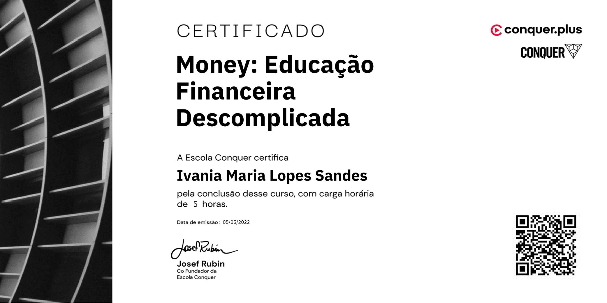 Certificado de Money: Educação Financeira Descomplicada
